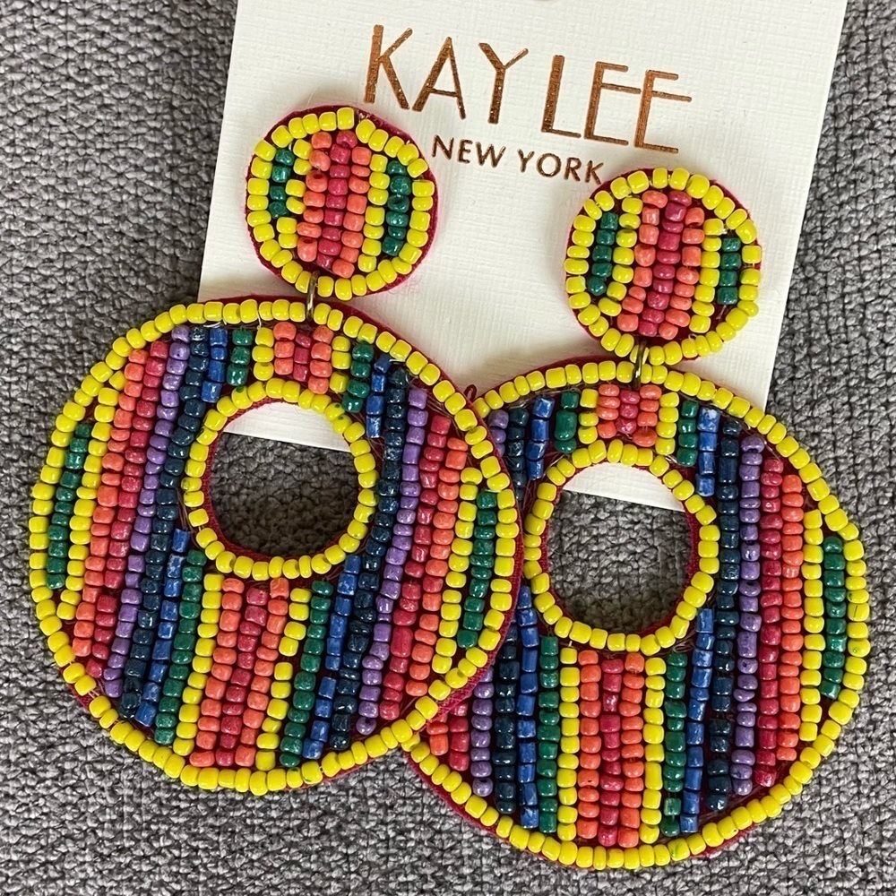 KAY LEE Round Beaded Earrings